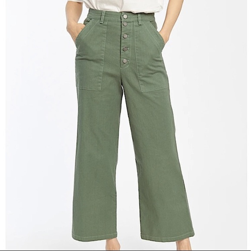 NWT CAPULET high rise wide leg cropped Lottie jeans Moss/green MED new with tags
